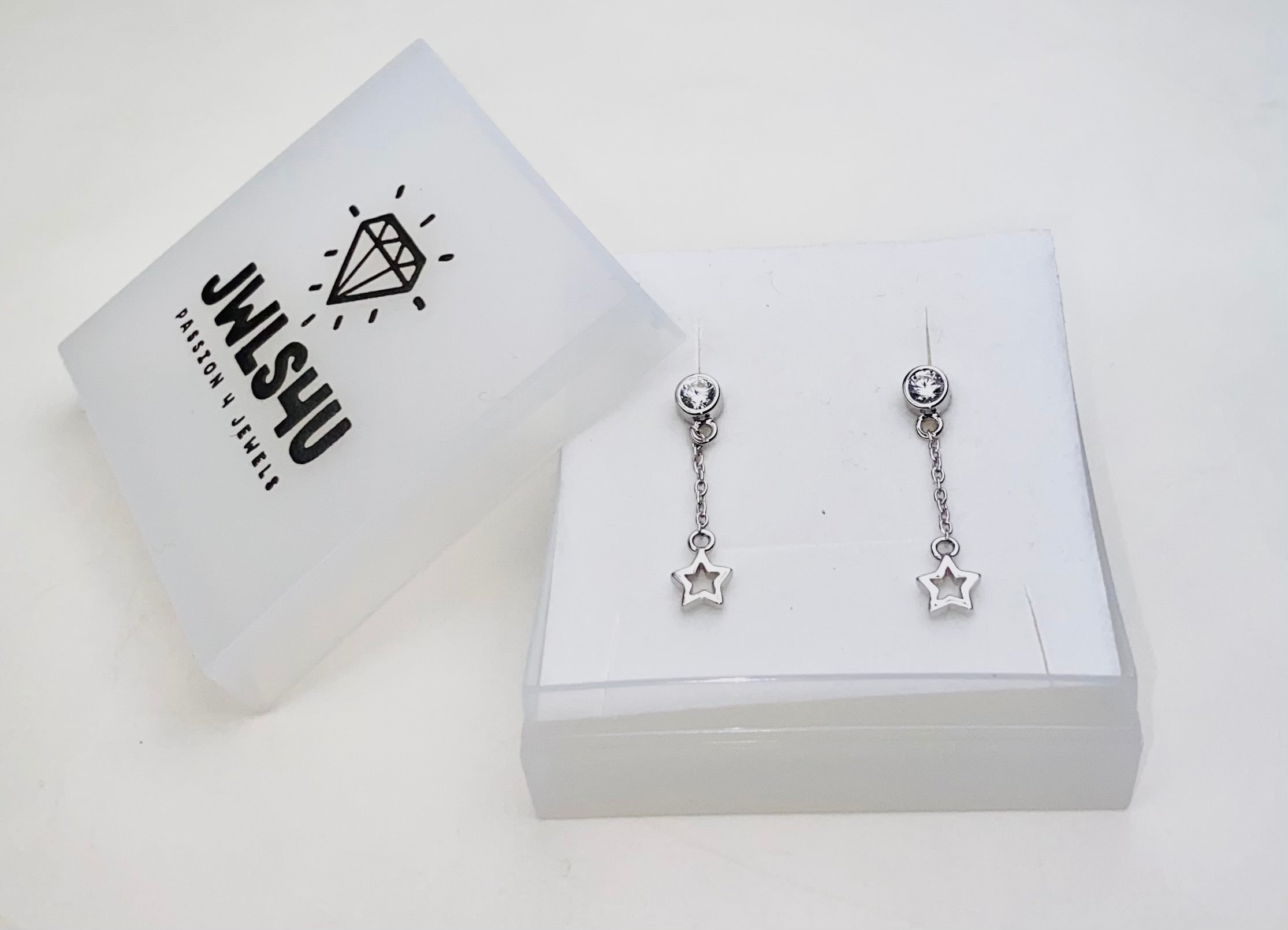 Oorhangers Open Ster aan Ketting Zilver JE007S-2