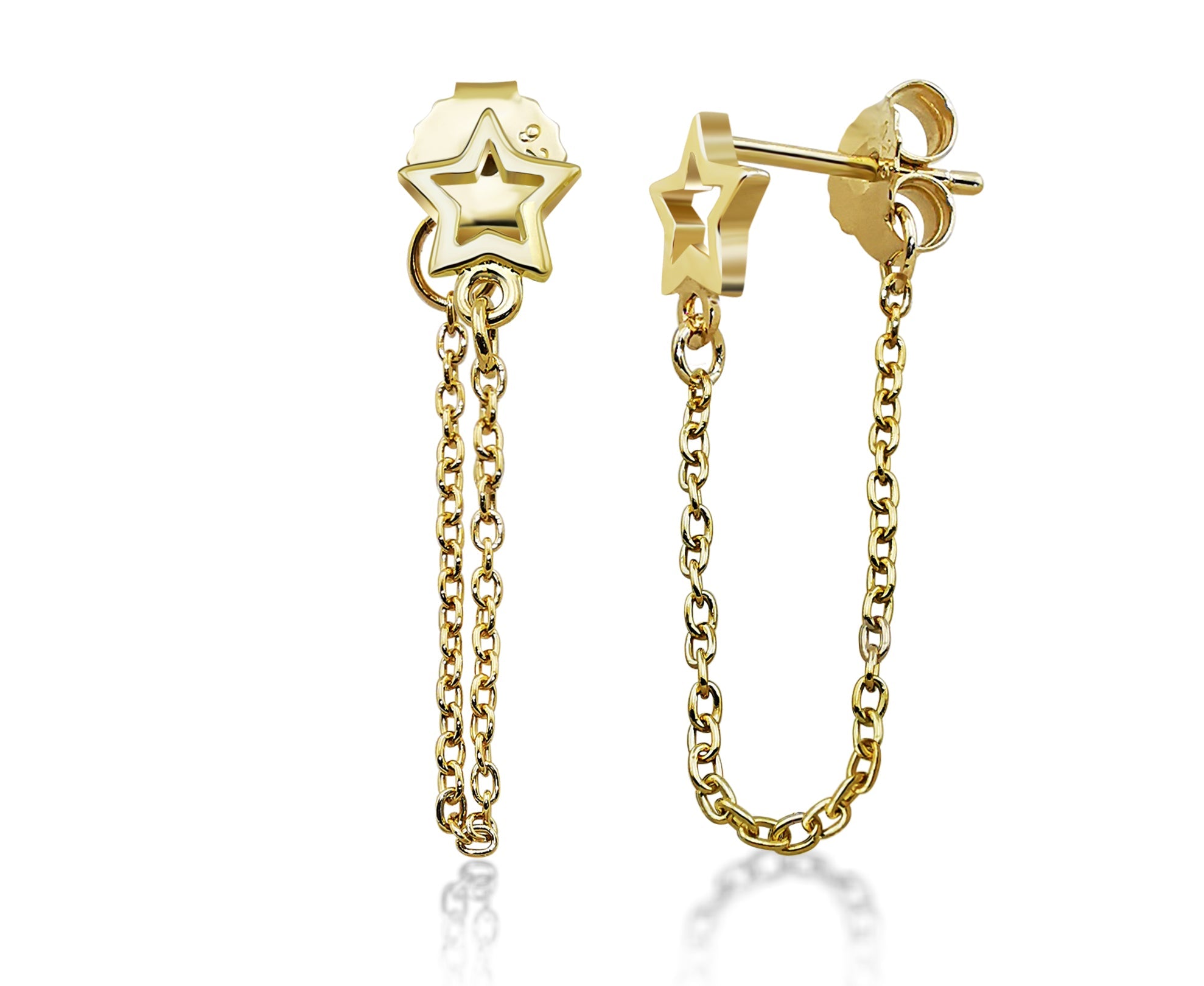 Oorhangers Open Ster met Ketting Goudkleur JE024G-0
